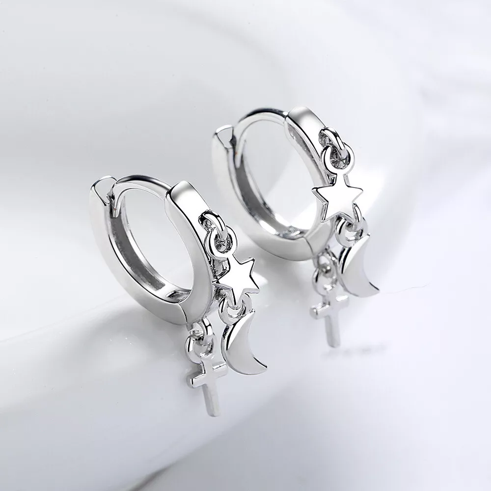 Moon cross sale earrings