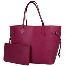 Authentic Louis Vuitton Neverfull MM fuchsia pink Epi with wallet pouch