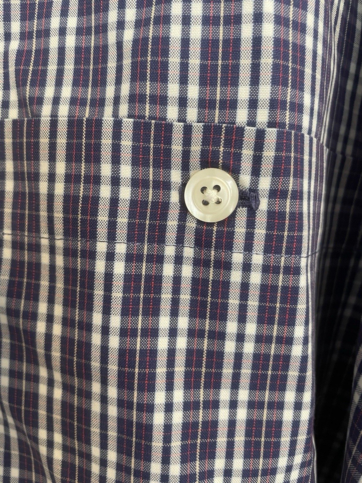 Orvis Button Up With Button Down Collar Navy Red … - image 3