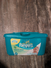 Pampers Natural Clean Plastic Wipes Container EMPTY 72 CT Pop Up Lid Reusable