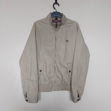 Fred Perry Harrington Jacket UK M Stone Beige Tartan Lined Mod Scooter Casual