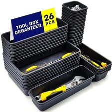 47pcs Tool Box Organizer Tray Set Drawer Dividers Garage Workbench Storage Bins