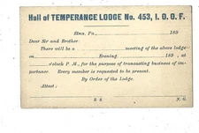 Temperance Prohibition Postal Meeting I.O.O.F Etna PA
