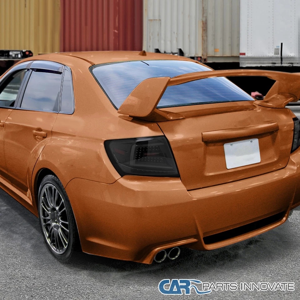 Fit 08-14 Subaru Impreza WRX Glossy Blk Dark Smoke Tail Lamps+Sequential LED Bar Foto 3 de 4