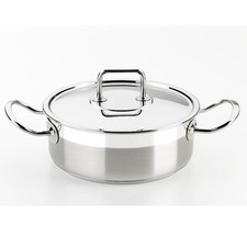 BRA Profesional | Casseruola con coperchio in acciaio inossidabile, Grigio, 16 c