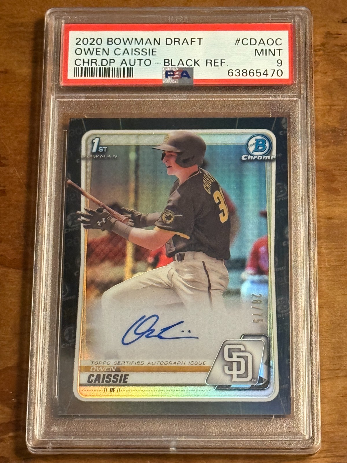 2020 Bowman Draft - Chrome Picks Autographs Owen Caissie PSA 9 Black /75 AUTO