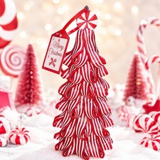 Peppermint Candy Christmas Tree Ornament Red White Glitter Holiday Decor NEW
