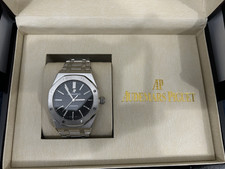 Audemars Piguet Royal Oak Automatic Black Tapisserie Dial Steel Bracelet Date