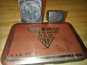 Vintage Ink Pad and Printing Blocks - FTD and ISLIC