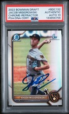 2022 Bowman Draft Chrome SIGNED Refractor Jacob Misiorowski AUTO #BDC-132 PSA 10