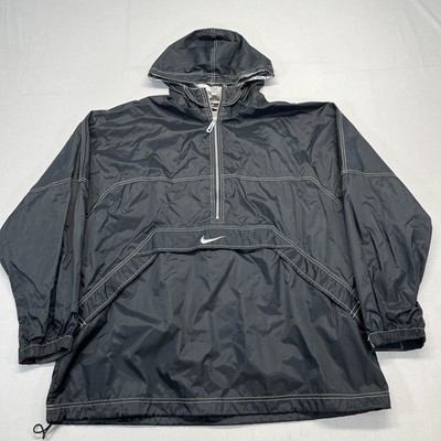 Vintage 1990's Nike Center Swoosh Men's Large Black Windbreaker Track Jacket