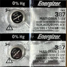2 Energizer 387S Low-Drain 1.55V Silver-Oxide Button Cell Battery-Accutron