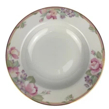 Mikasa Braemar Rimmed Soup Bowl Replacement 8.5'' White Pink Floral Gold Trim