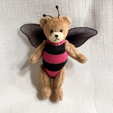JOINTED Teddy BEAR Handmade Costume Vintage Miniature Butterfly Fairy
