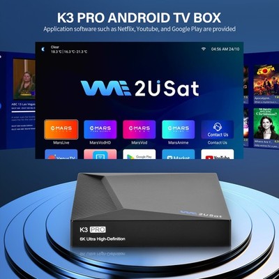 We2USat K3 PRO Android 10.0 TV Box 6K Ultra Support Netflix/YouTube/Prime Video