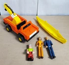 D-760 VTG FISHER-PRICE ADVENTURE PEOPLE SET-TOW TRUCK W/CRANE, CANOE, & FIGURES!