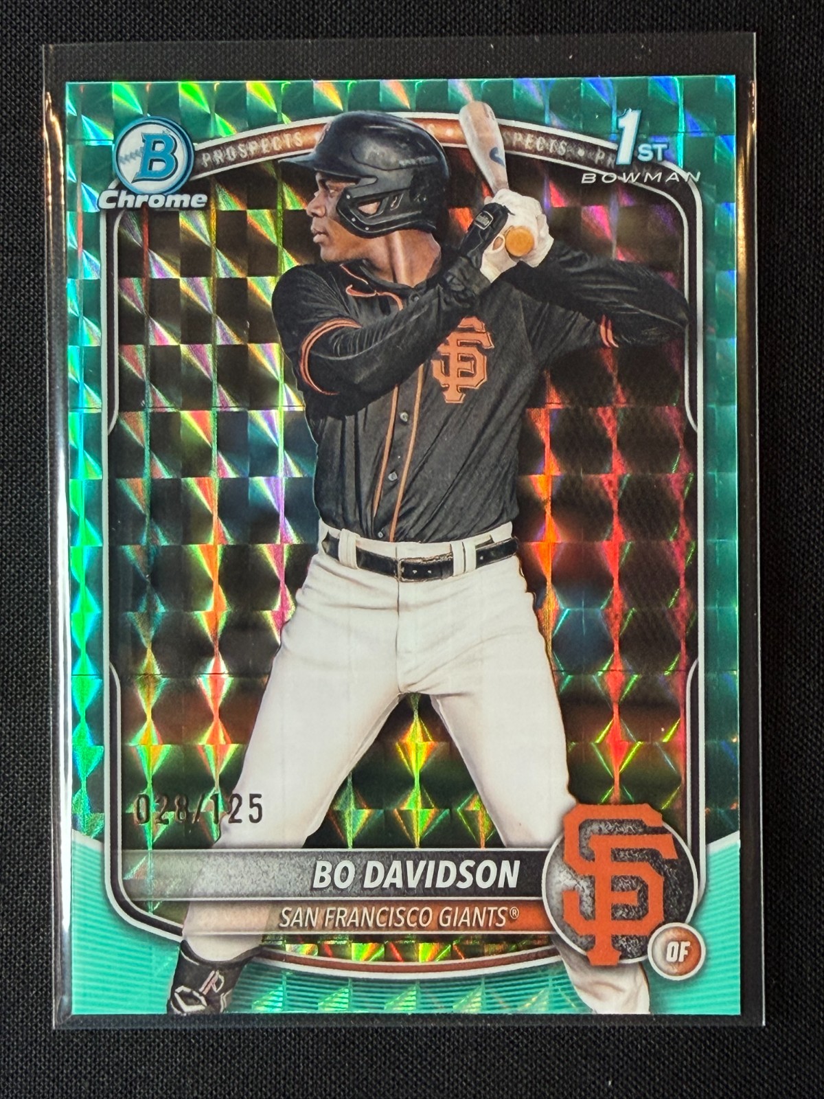 Bo Davidson 2025 Bowman Chrome 1st Aqua Geometric Refractor /125 SF Giants