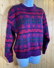 VTG Alafoss Icewool Made in Iceland Wool Sweater Jumper Nordic Fair Isle Size M