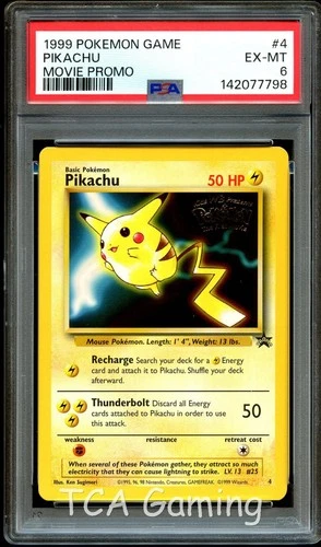 PSA 6 EX-MT Pikachu # 4 WB Movie WOTC Black Star PROMO Pokemon Card 798