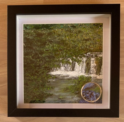 Original Gemälde mit Nadelfilzfunktion. Gerahmt. Derbyshire Landschaft.