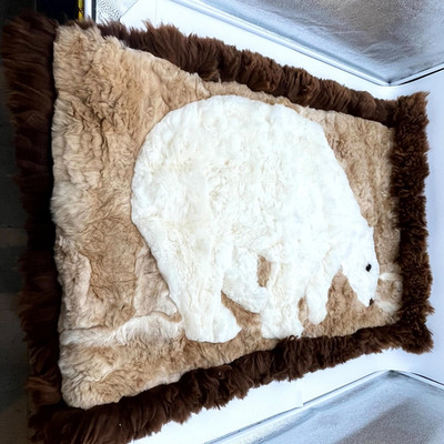 Alpaca Pete's 100% Alpaca Fur Polar Bear Rug Wall Hanging 50 x 34'' Made in Peru