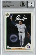 Nolan Ryan Signed 1991 Upper Deck #345 Auto Beckett Slab Slabbed BGS Auto 10