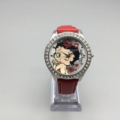 Betty Boop Watch Womens 40mm Rhinestone Glitter Hearts Cartoon New