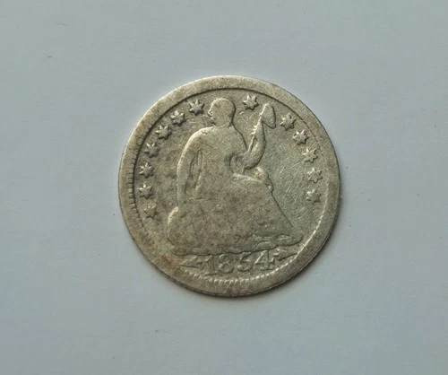 1854 Seated Liberty Half Dime Beautiful Silver Coin