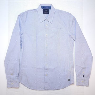 Scotch & Soda Hemd Herren Größe M Blau Langarm Tupfenmuster Shirt