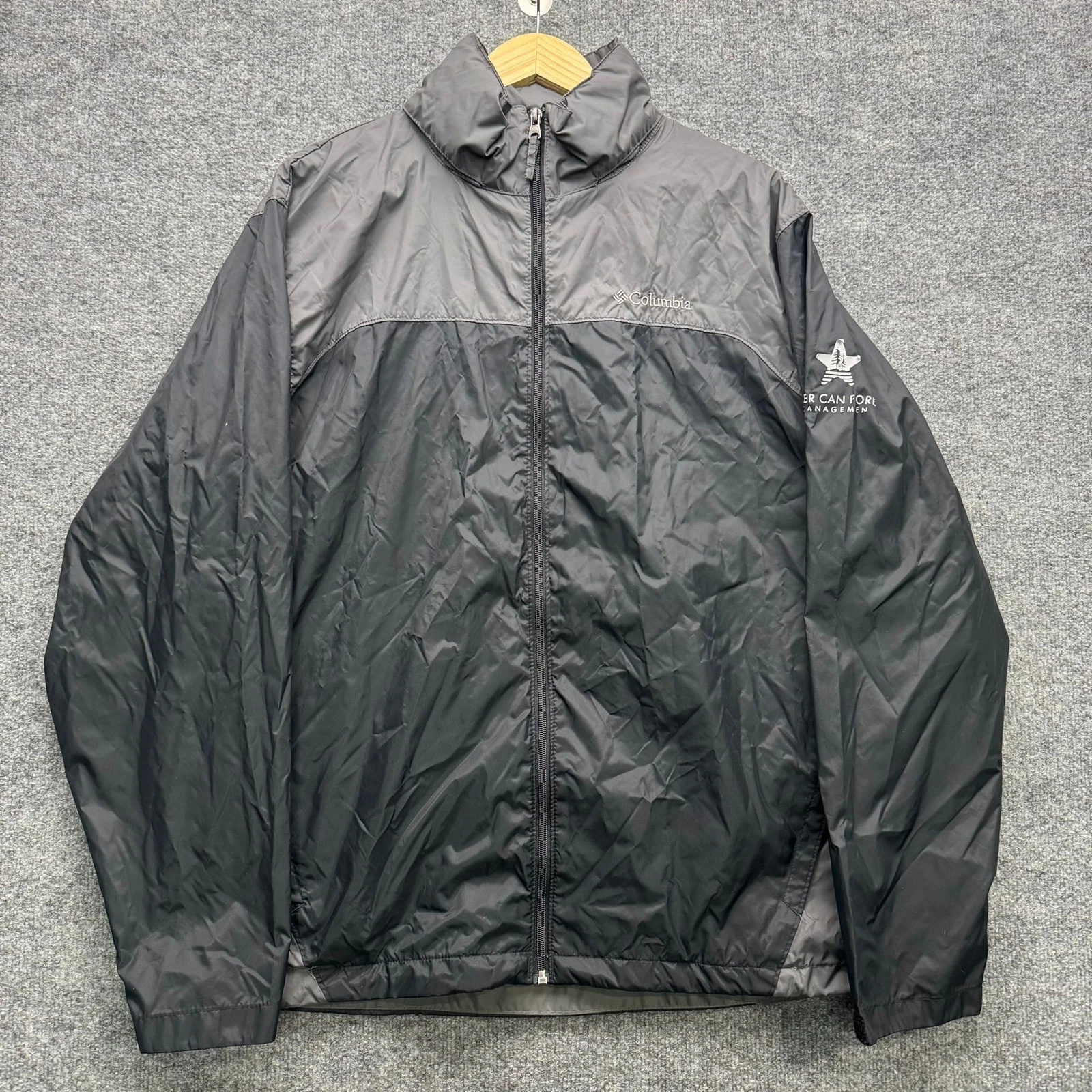 Columbia Sportswear Windbreaker Jacket Men's Size L Black Gray Lightweight