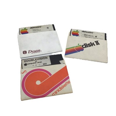 Vintage Apple II Floppy Disks Disk II DOS 3.3 Apple Pascal DoubleVision Basic