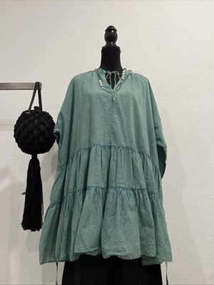 Krista Larson cotton green wash belt dress OS (item A10)