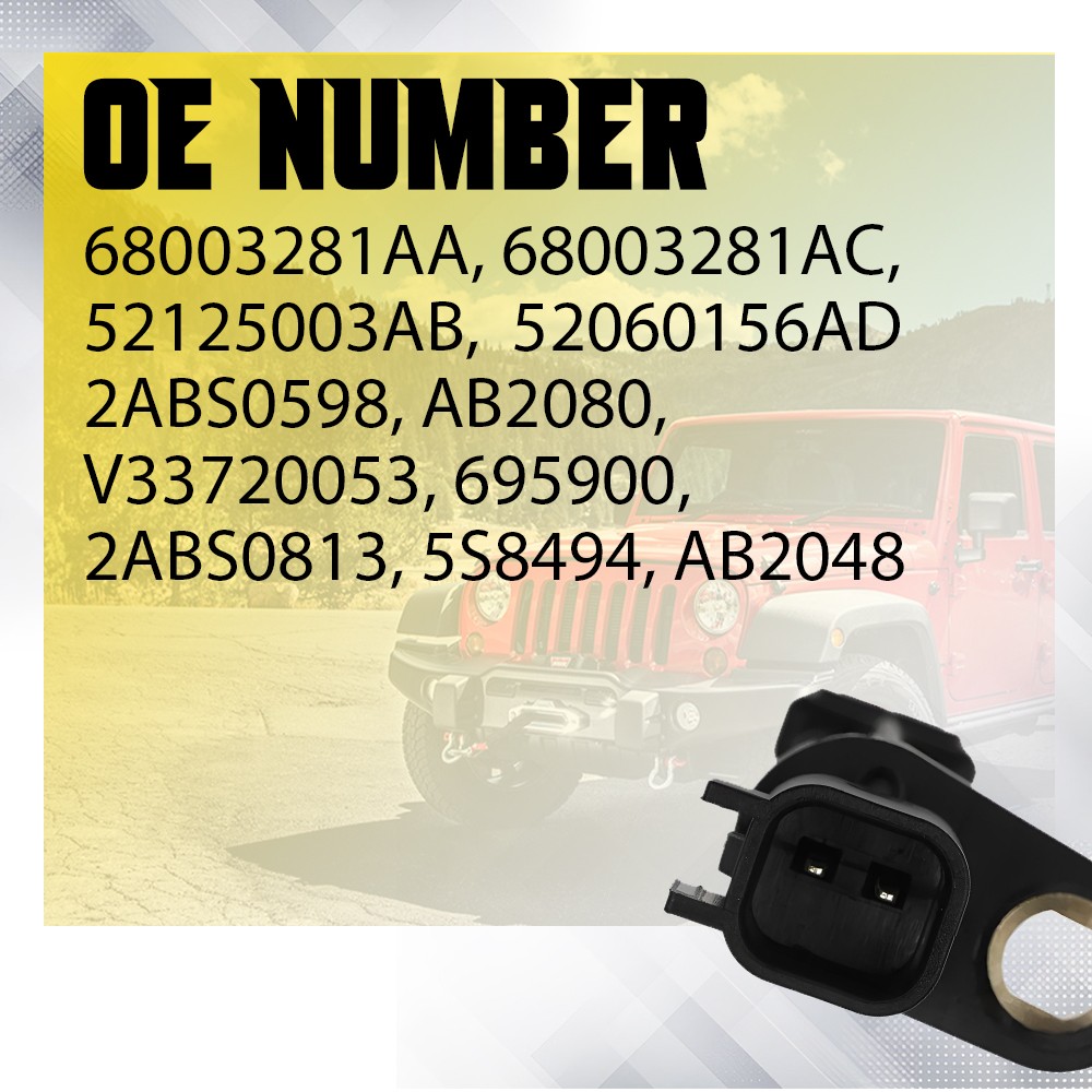 4x ABS Wheel Speed Sensor Front R/L For 2007-2011 Jeep Wrangler 3.8L 68003281AA thumbnail 2