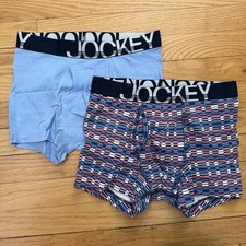 Jockey Men's Boxer Briefs 2 Pack Blue Multicolor Solid Geometric