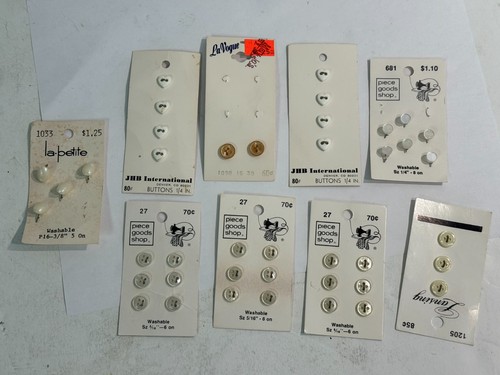 LOT x9 Vintage PIECE GOODS SHOP Sewing Buttons Original Cards La Petite Lansing