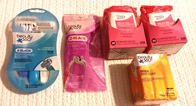 Beauty 360 CVS Razors Gold Bar Soap Age Defying Makeup Remover Towelettes Lot