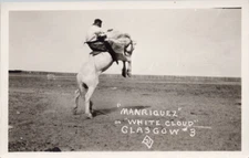 Manriquez on White Cloud Horse Glasgow MT Montana Rodeo Real Photo Postcard G65