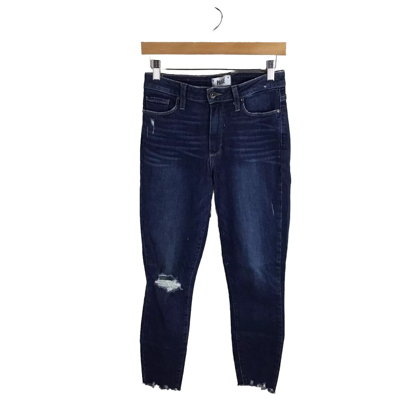 Paige Jeans 28 Hoxton Distressed Hem Blue Danton Destructed Women’s Denim