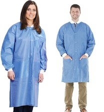 Disposable Lab Coat Protective Sanitary Gown SKY Blue Medical Size Small 50/CASE