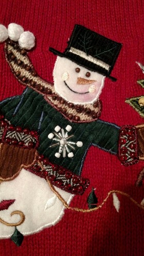 Ugly Christmas Tiara International Women's sweater snowmen Christmas trees SZ: M - Bild 5 von 12