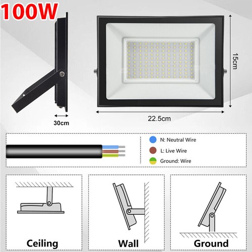 LED Flood Light 10W 20W 30W 50W 70W 100W 200W 300W Outdoor Security Garden Lamp - Picture 33 of 40