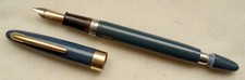 "SHEAFFER"  FOUNTAIN PEN in BLUE/GOLD,PUSH DOWN FILLER-FULL WORK,14 Kt.NIB