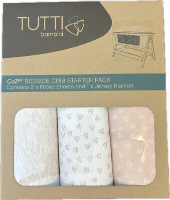 Tutti Bambini CoZee bedside crib starter set Pink Rose 2 sheets and 1 coverlet