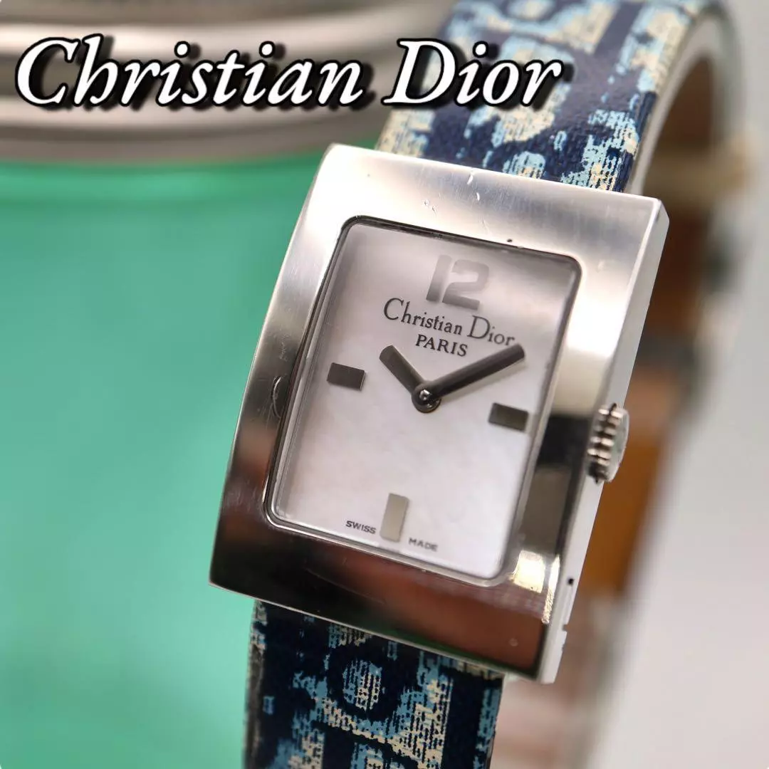 Montre Bracelet Christian Dior Blanc Bleu Femme Authentique
