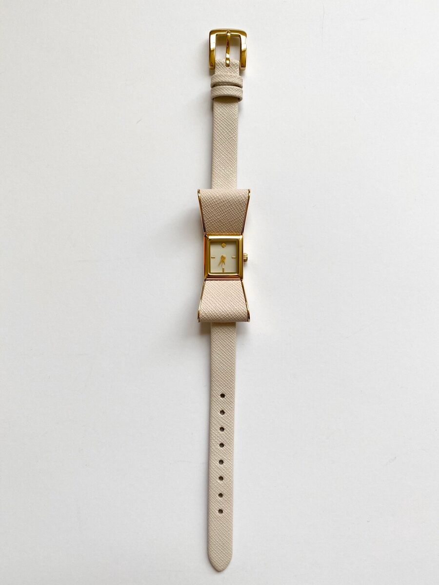 Kate Spade Bow Shape Watch, Ivory, Saffiano Leather/Gold Kate Spade Bow Shape Watch, Ivory, Saffiano Leather/Gold
