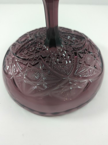 Vintage Viking Glass Purple Amethyst Pedestal Compote Dish Bowl "Yesteryear" - Picture 8 of 11