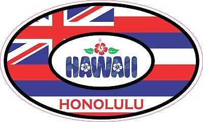 5in x 3in Hibiscus Oval Honolulu Hawaii Vinyl Sticker Car Vehicle Bumper  Decal | eBay