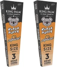 King Palm | King Size | Apricot | Prerolled Cones & Tips | 3 per Pack, 2 Packs