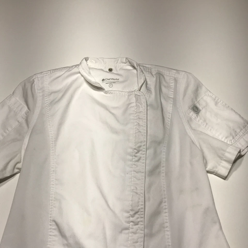 Chef Works Jacket Top Womens Small White Springfield Sleeve Pocket Zip Closure - Image 3 of 4