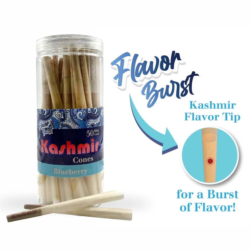 Conos de papel de liar Cachemira preenrollados tamaño king con sabor a arándano 50 quilates Foto 3 de 4